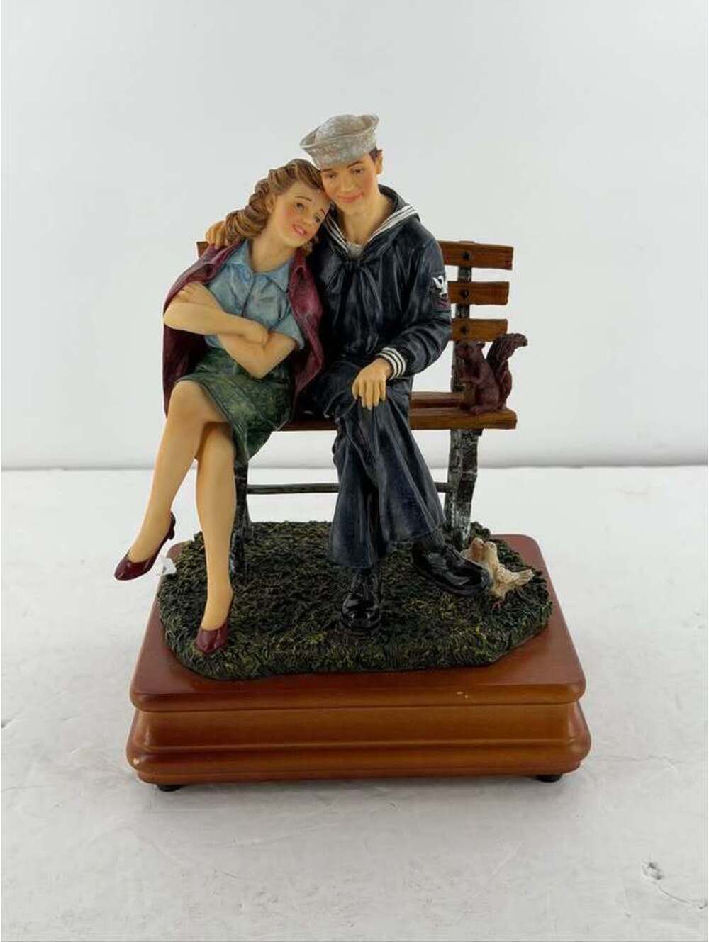 1999 Vintage Sailor and Woman on Park Bench Figurine